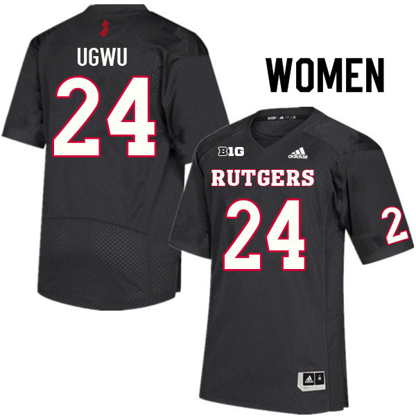 Women #24 Brian Ugwu Rutgers Scarlet Knights College Football Jerseys Sale-Black - Click Image to Close